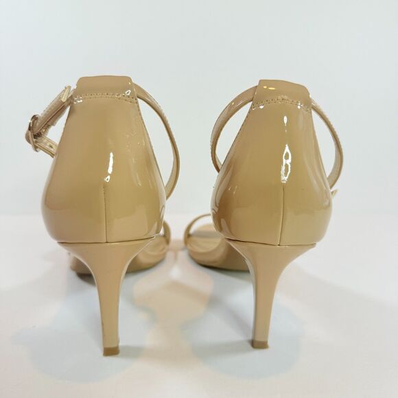 Bandolino Madia Open Toe Natural Patent Stiletto Sandals Buckle Strap Heels 8.5 - Picture 5 of 8